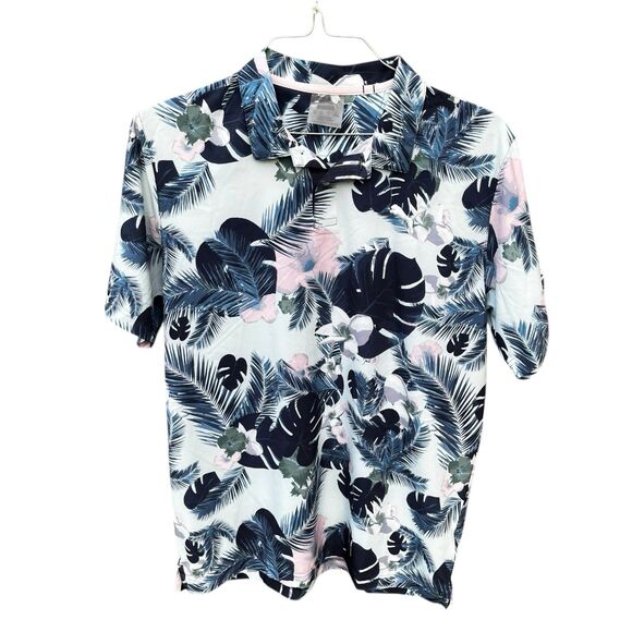 Puma Sabbatical Mens M Polo Golf UPF Performance Hawaiian Botanical Tropical - Picture 1 of 14